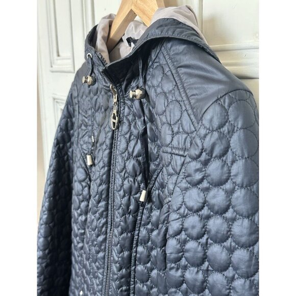 Laundry by Shelli Segal Ws Small Jacket Navy Lightweight Full Zip Quilted Hooded - Picture 4 of 14